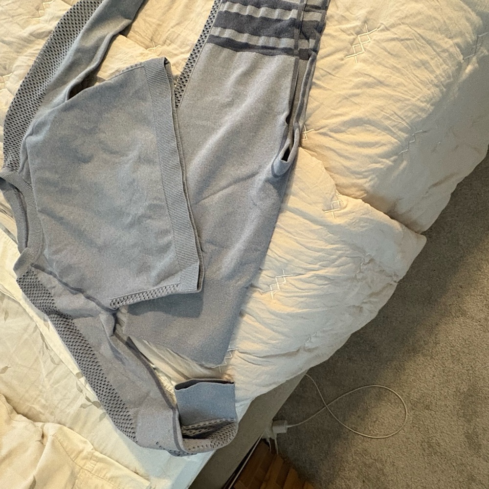 Gray and Blue Striped Sweater